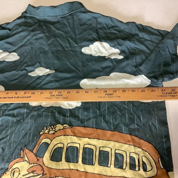 Men's My Neighbor Totoro Shirt Large Scenic Short Sleeve Button Up Ghibli Catbus - Picture 7 of 9